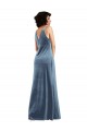 Floor Length Cowl Neck Long Stretch Velvet Evening Dress / Maxi Dress