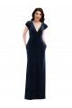 Flutter Sleeve Wrap Bodice Velvet Formal Maxi  Evening Dress / Bridesmaid Dress with Pockets