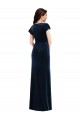 Flutter Sleeve Wrap Bodice Velvet Formal Maxi  Evening Dress / Bridesmaid Dress with Pockets
