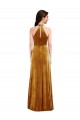 High-Neck Halter Velvet Evening Dress / Maxi Dress with Front Slit