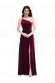 One Shoulder Spaghetti Strap Velvet Evening Dress / Bridesmaid Maxi Dress with Pockets