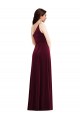 One Shoulder Spaghetti Strap Velvet Evening Dress / Bridesmaid Maxi Dress with Pockets
