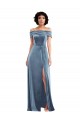 Draped Cuff Off the Shoulder Velvet Evening Dress / Maxi Dress with Pockets