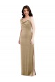 One Shoulder Velvet Semi Formal Maxi Dress with Side Slit