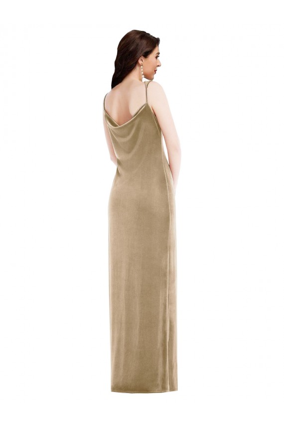 One Shoulder Velvet Semi Formal Maxi Dress with Side Slit