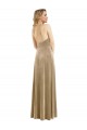 High Neck Halter Open Back Long Velvet Evening Dress / Maxi Dress with Pockets