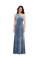 One Shoulder Draped Velvet Evening Dress / Maxi Dress