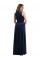 Deep V-Neck Sleeveless Velvet Formal Evening Dress / Bridesmaid Maxi Dress with Pockets